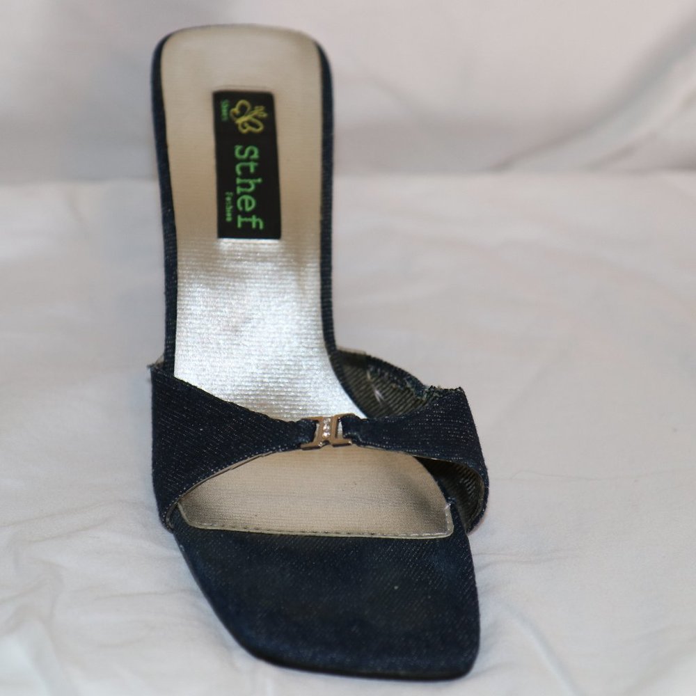 STHEF DENIM SANDALS SIZE 8 USED